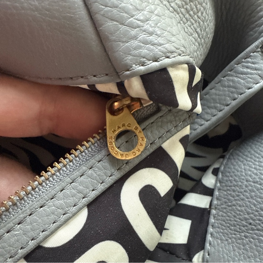 Vintage Marc By Marc Jacobs Q Fran Large Grey Pebbled Leather Shoulder Tote Bag - Picture 2 of 10